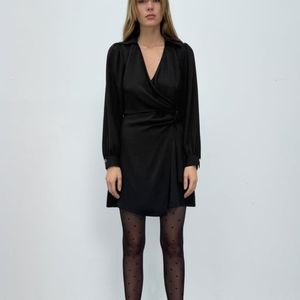 ZARA NWT mini wrap black dress XS